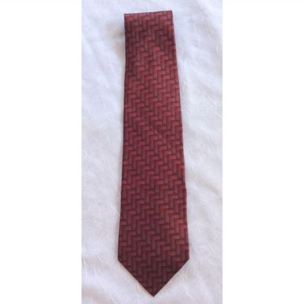 Gianfranco Ruffini 100% Silk Neck Tie‎ Red Geometric